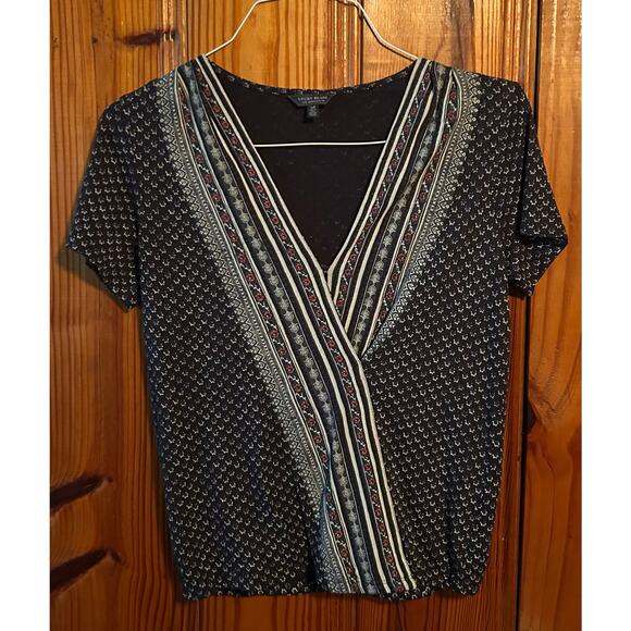 Lucky brand women’s navy blue patterned blouse boho size small - Picture 1 of 3